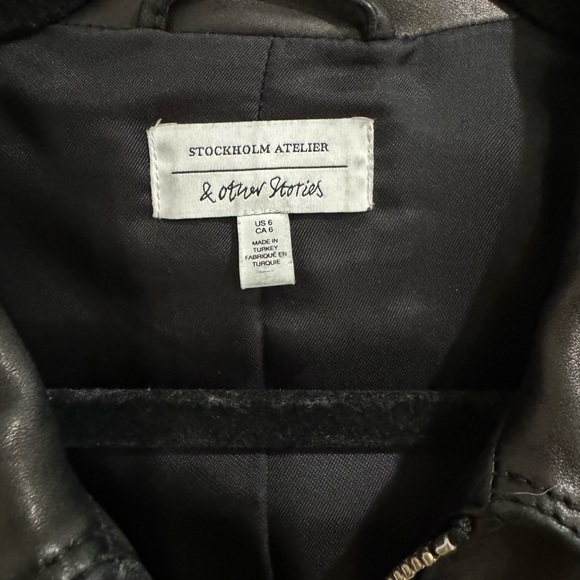 & Other Stories Slim Fit Leather Jacket - Picture 4 of 5